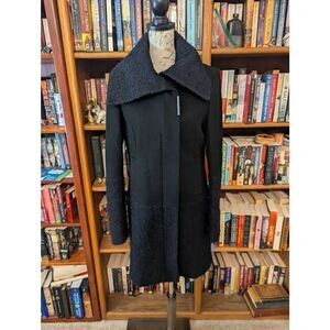Vintage Toy G Women’s U.S. 8 Black Wool Blend Overcoat Jacket Collared